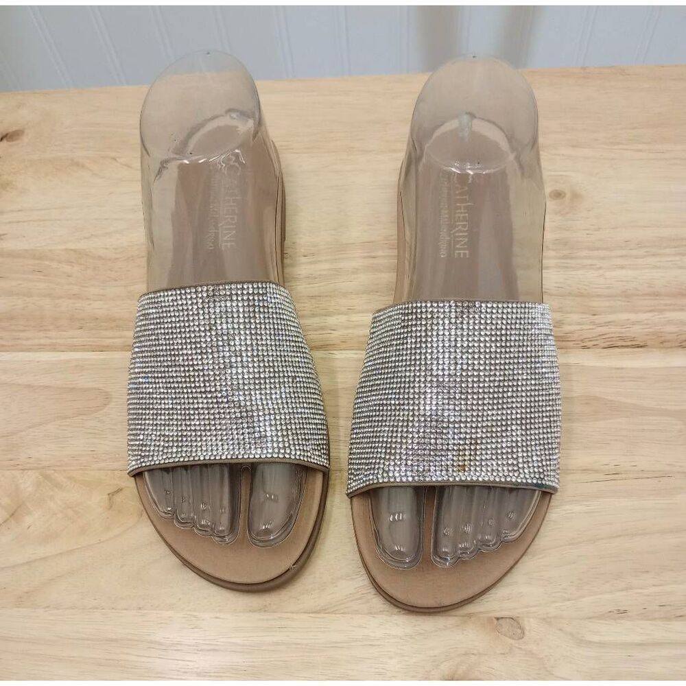 Catherine Malandrino rhinestone slip on v sandals .Size 7.5